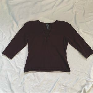 🦔 90s 2000s Autumn Lace-Up Three-Quarter-Length Sleeve Top